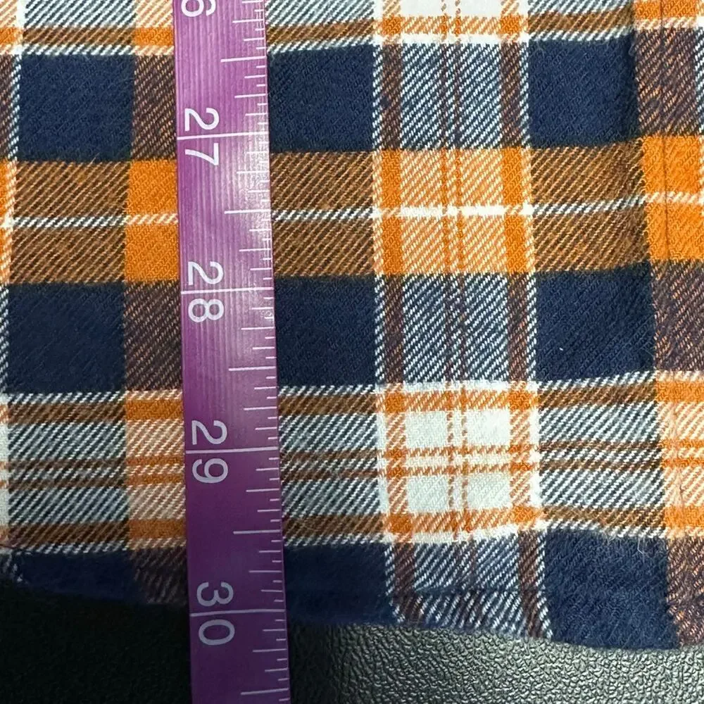 J. Crew Flannel Classic Fit Button Down Blue and Orange Plaid Size L